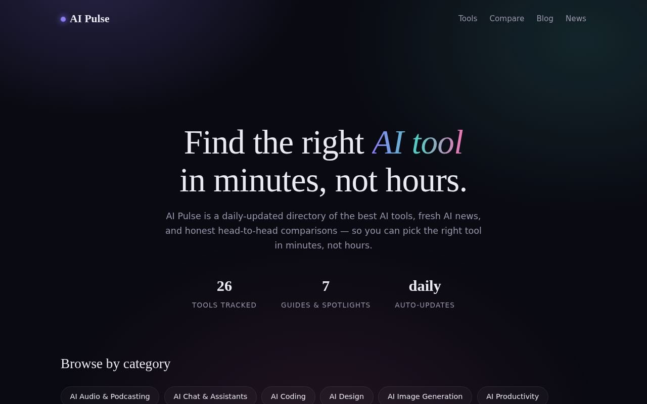 AI Pulse automated AI directory