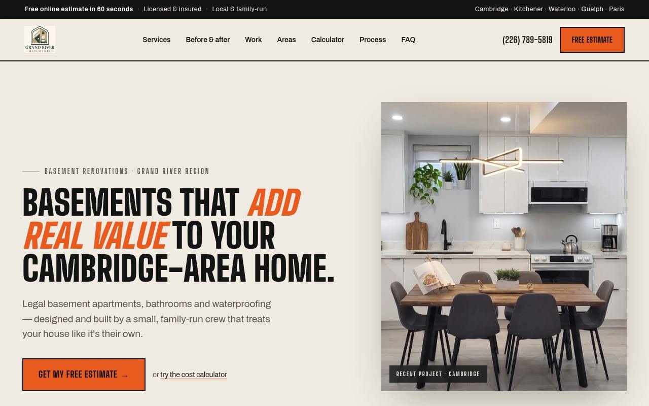 Grand River Basements website