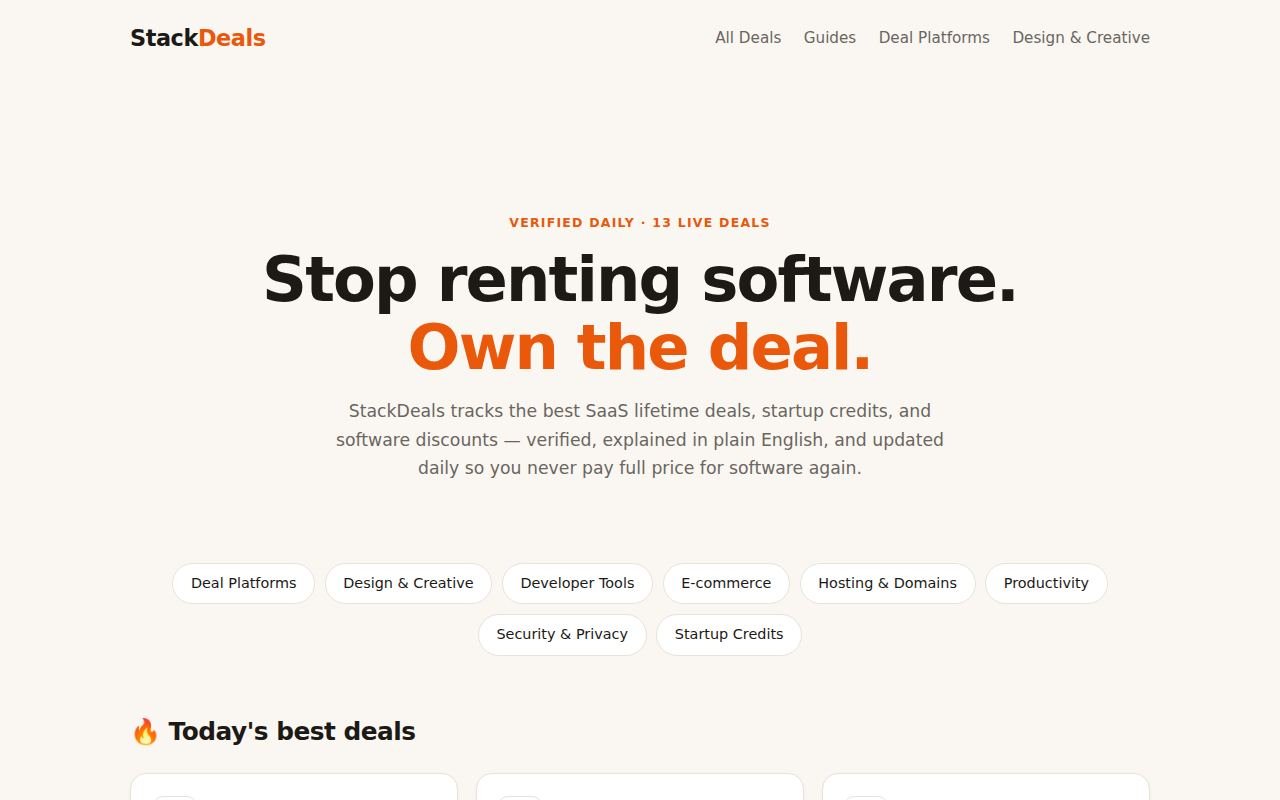 StackDeals automated software deals directory
