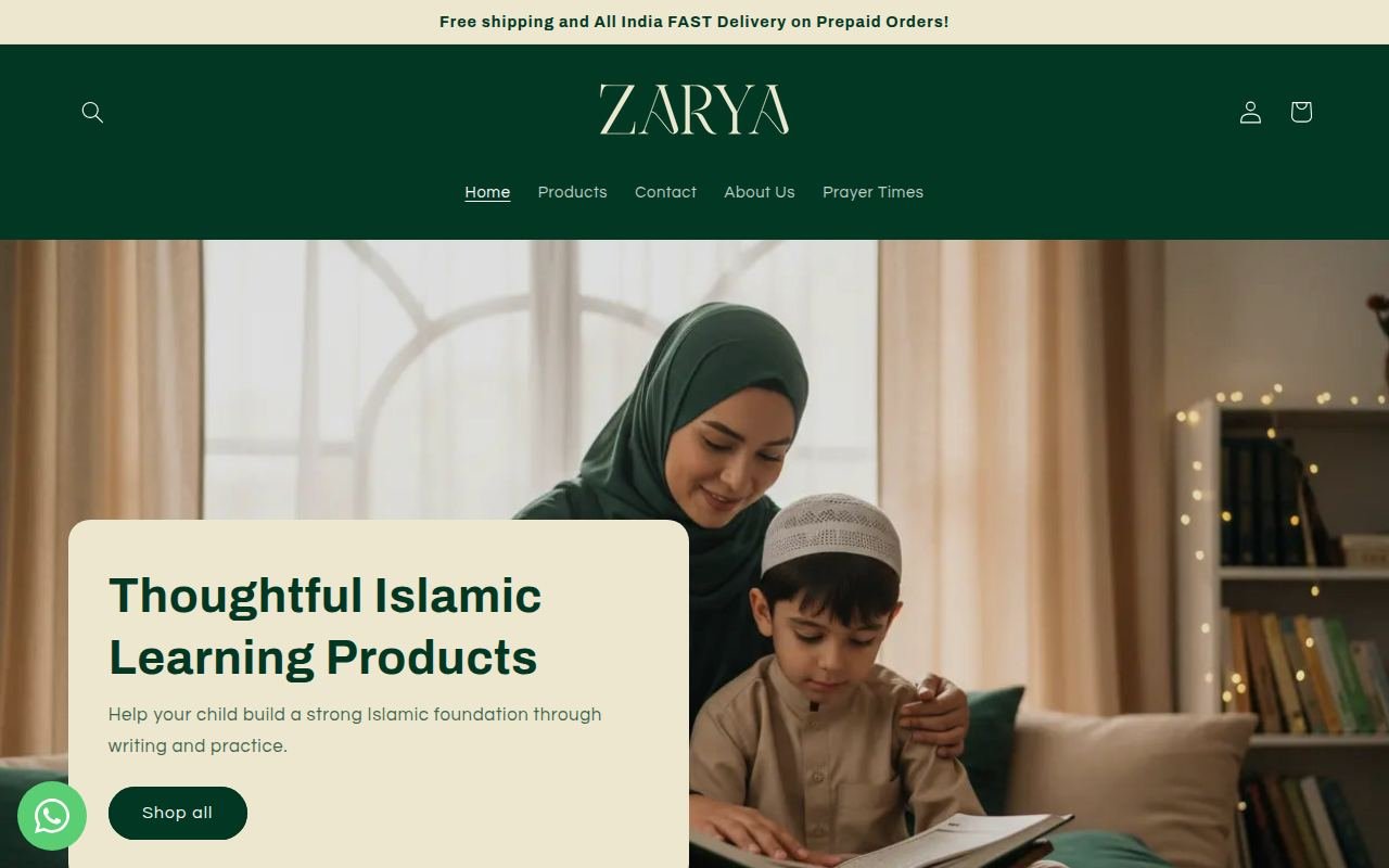 Zarya ecommerce website